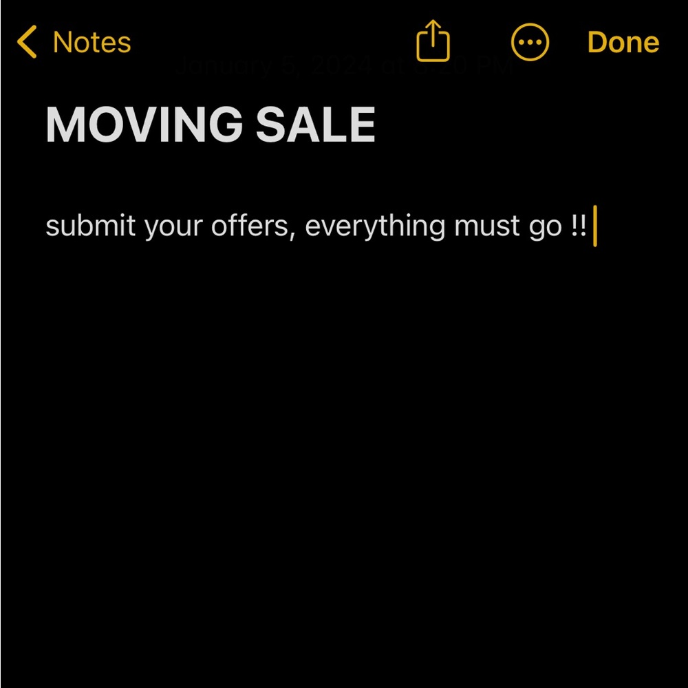MOVING SALE